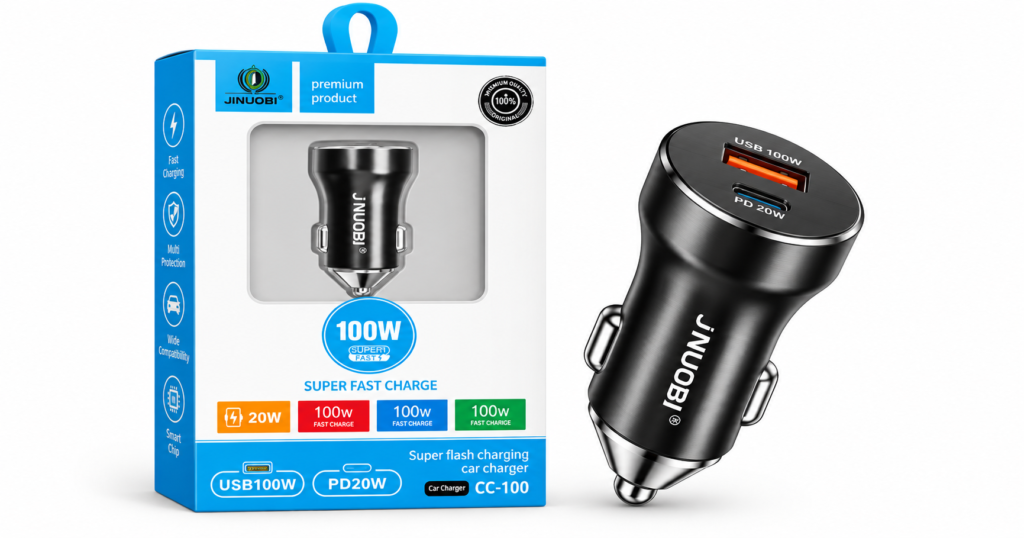 شاحن سيارة سريع بقوة 100 واط من جينوبي JINUOBI CC-100
